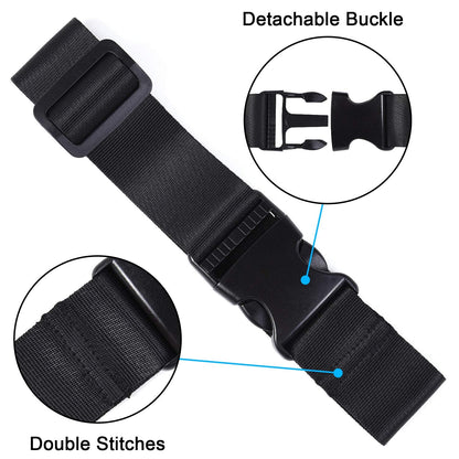 Wisdompro 2 Pcs Add a Bag Luggage Strap, Heavy Duty Adjustable Suitcase Belt Travel Attachment Travel Accessories for Connecting Your Luggage Together - Black