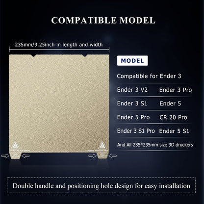 YOOPAI Double Side Textured PEI Sheet 235x235mm, Ender 3 Magnetic Build Plate Spring Steel Bed For Creality Ender 3/ Ender 3 Pro/Ender 3 V2/ Ender 3 S1/ Ender 3 Neo/Voxelab Aquila 3D Printer