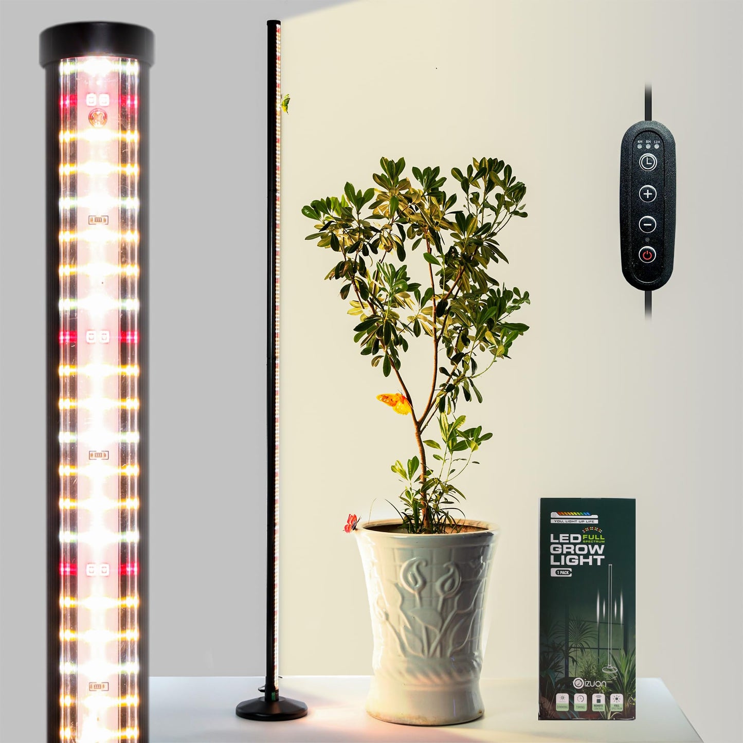 Oizuon Plant Grow Lights Indoor – 64.5'' Tall Full Spectrum Plant Growing Lamps with 660nm, 3000K & 6000K LEDs, 36W Grow Lights for Indoor Plants with Dual Auto Timer (4H/8H/12H) & Remote Control