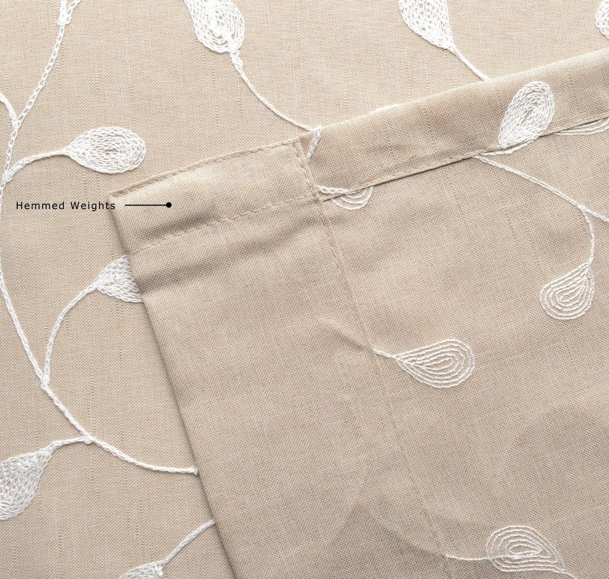 MIUCO Floral Embroidered Semi Sheer Curtains Faux Linen Grommet Window Drapes for Living Room 52 x 95 Inch 1 Pair Set, Linen