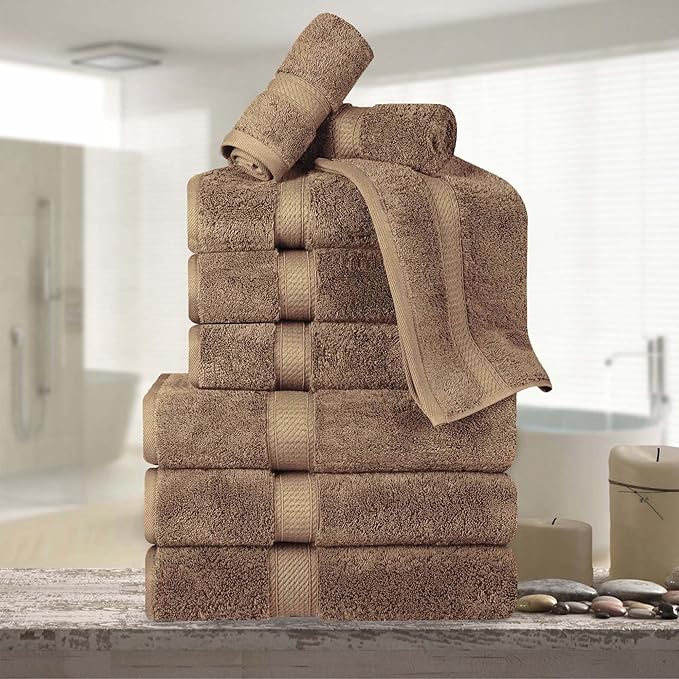 Superior Egyptian Cotton Pile 9 Piece Towel Set, Includes 3 Bath, 3 Hand
