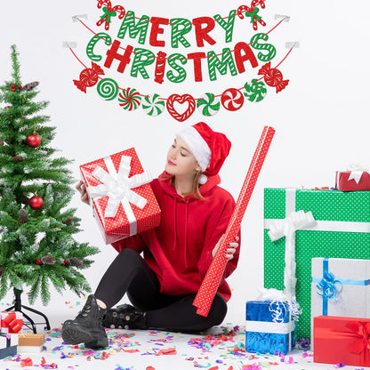 Candycane Christmas Banner, Holiday Party Decorations, Winter Candy Cane Decorations