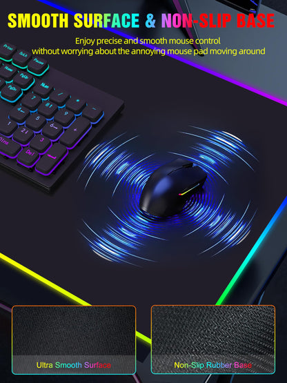 TopMade Wireless Charging RGB Mouse Pad, Waterproof Gaming Desk Mat with 4 Light Modes & 11 RGB Colors, 31.5"x15.75" XXL Large Desk Pad(Includes 20W PD Power Adapter & 6.56ft Woven Cable)