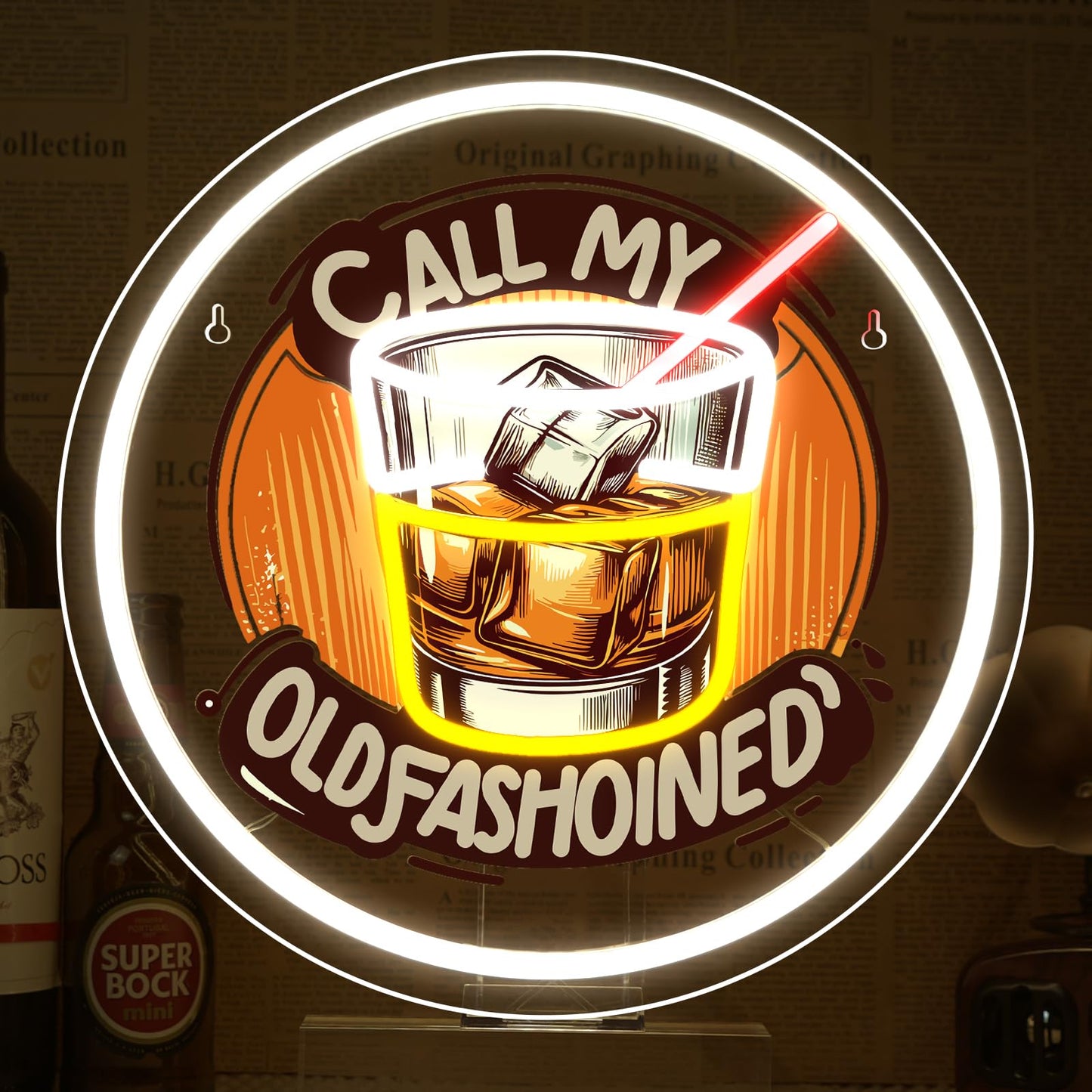 FAXFSIGN Call My Old Fasion Neon Sign Wine LED Neon Signs for Wall Decor Night Lights Music Bar Lamp for Home Led Light for Wine Tasting Club Gift for Party Decorations