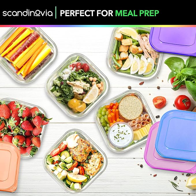 SCANDINOVIA - 25 oz Food Storage Containers - 24 sets - Dry & Hot Plastic Meal