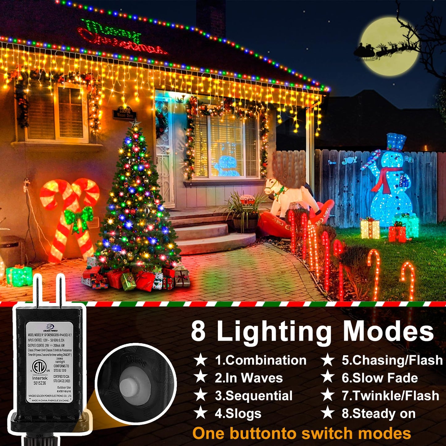 Christmas Lights Outdoor, 2 Pack Total 98FT 960 LED Ice Lights for Outside with 180 Drops Clear Wire 8 Modes Timer, Plug in Waterproof for Holiday Eaves Yard Roof Party Christmas Decor (Warm White)