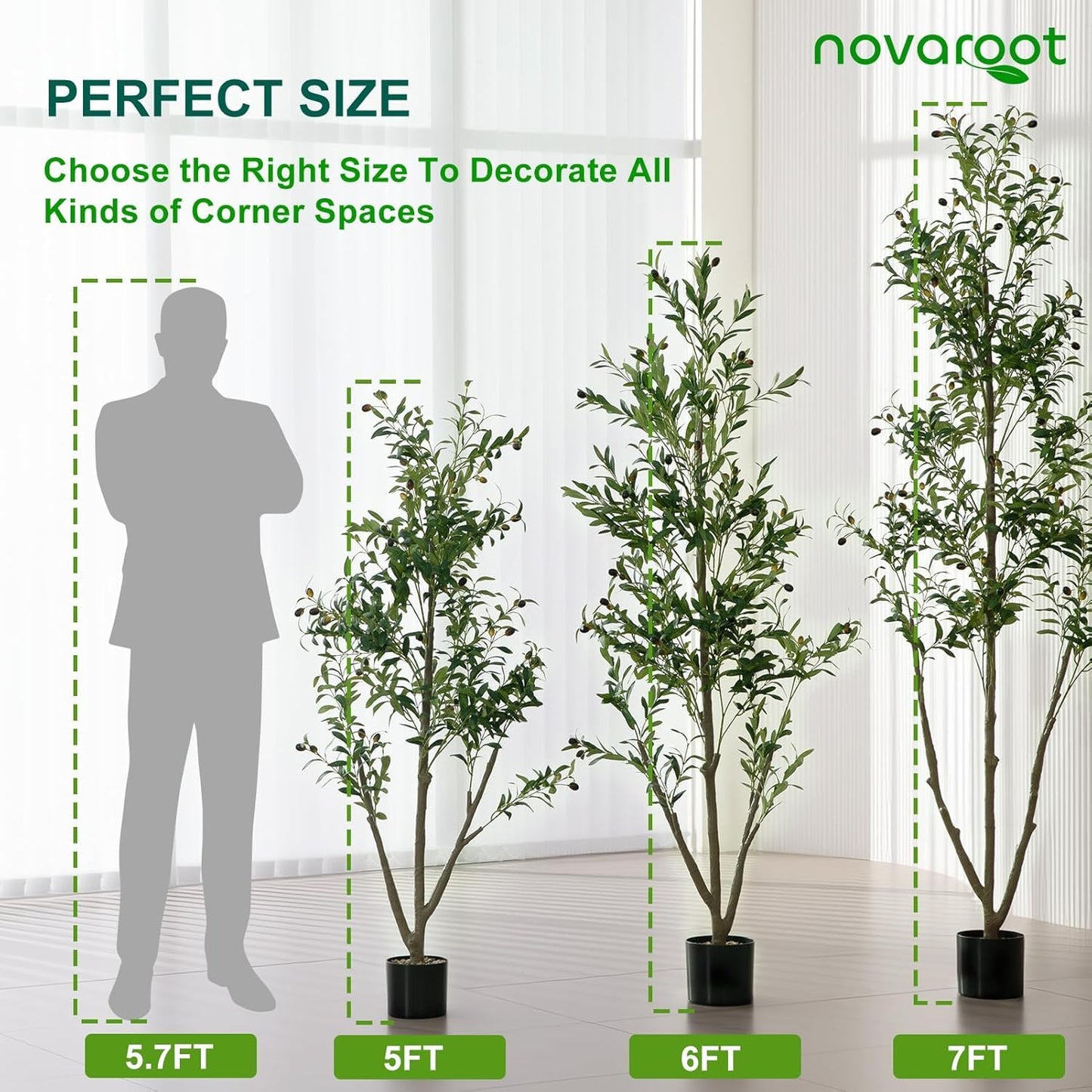 Olive Trees Artificial Indoor, 7FT Tall Faux Olive Tree with Moss and Planter, Artificial Plants Indoor with Natural Wood Trunk and Lifelike Fruits, Fake Tree for Home Office Living Room Decor
