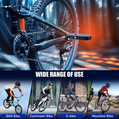 TOBWOLF 2PCS 10MM U Slot Bike Rear Pedals, Aluminium Alloy Bicycle Foot Pegs, Non-Slip Foot Pegs for Passenger, Folding Rear Bike Footrest Pedals for E-Bike, Mountain Bike, Folding Bicycle