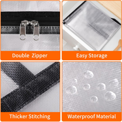 TasticTotes 6 Pack Clear Storage Bags for Comforter, Clothes & Bedding, Plastic Blanket Storage with Zipper and Handle, Moving Bags, Closet Organizer and Under-Bed Storage (40L)