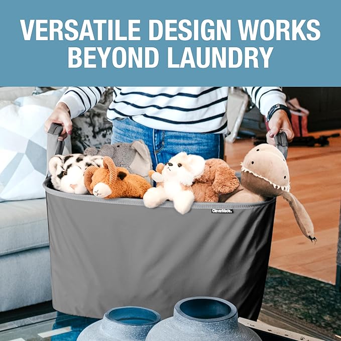 CleverMade Collapsible Laundry Basket LUXE 2 Pack – 60L Foldable Cotton Blend