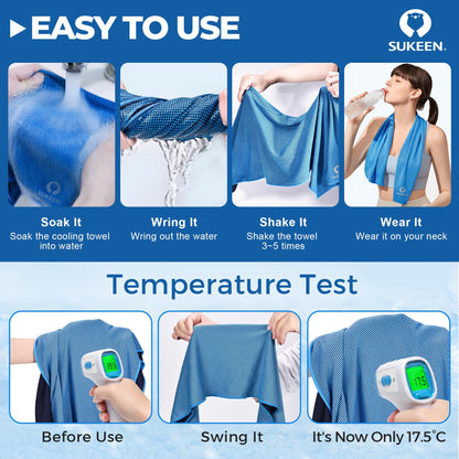 Sukeen Cooling Towels 6 Pack (40"x12"), Cooling Towels for Neck and Face, Quick Dry Sport Camping Cooling Towel, Cold Towel for Hot Weather