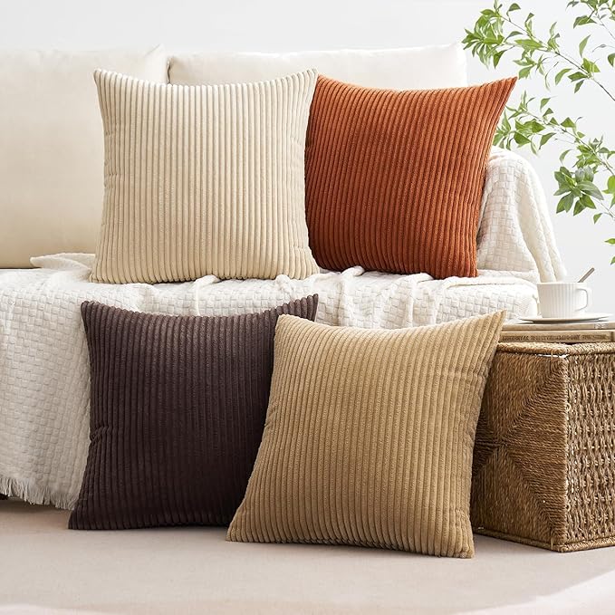 MIULEE Boho Farmhouse Throw Pillow Covers 20x20 Inch Set of 4 Rustic Mordern