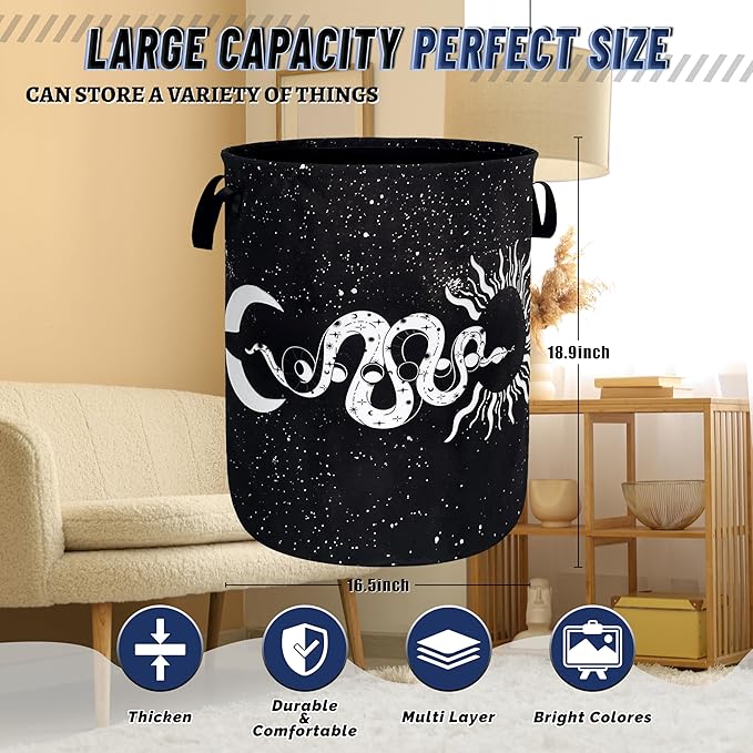 Funny Snakes Laundry Basket Oxford Cloth Sun Starry Sky Moon Laundry Hamper