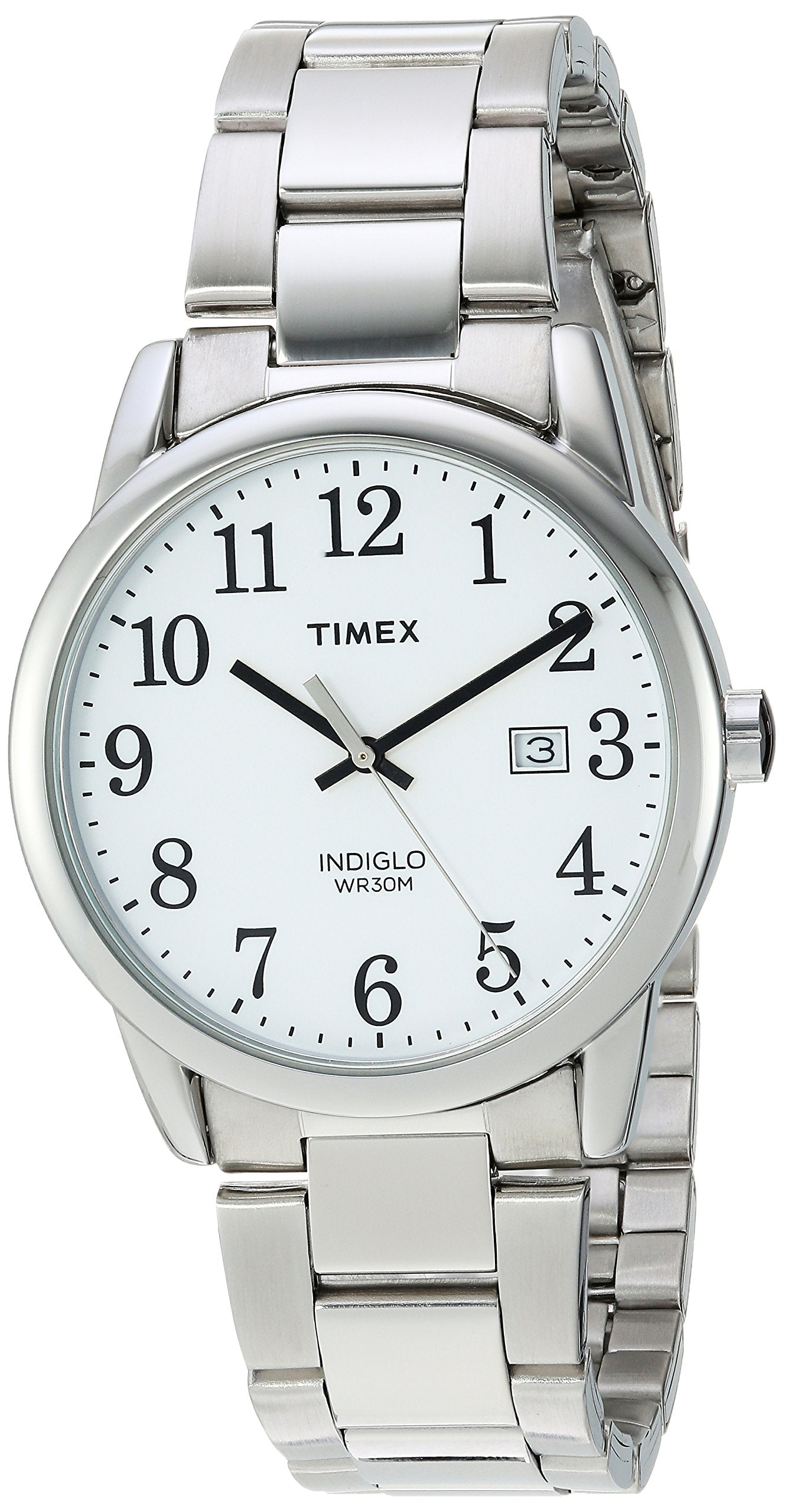 Timex Men's Easy Reader 38mm Watch – Silver-Tone Case White Dial with Silver-Tone Stainless Steel Bracelet