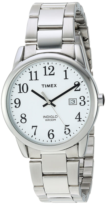Timex Men's Easy Reader 38mm Watch – Silver-Tone Case White Dial with Silver-Tone Stainless Steel Bracelet