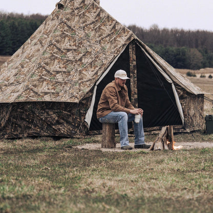 WHITEDUCK Regatta Canvas Bell Tent - w/StoveJack, Waterproof, 4 Season Luxury Camping and Glamping Yurt Tent Outdoor (20' (6M), Water Repellent, Realtree Edge)