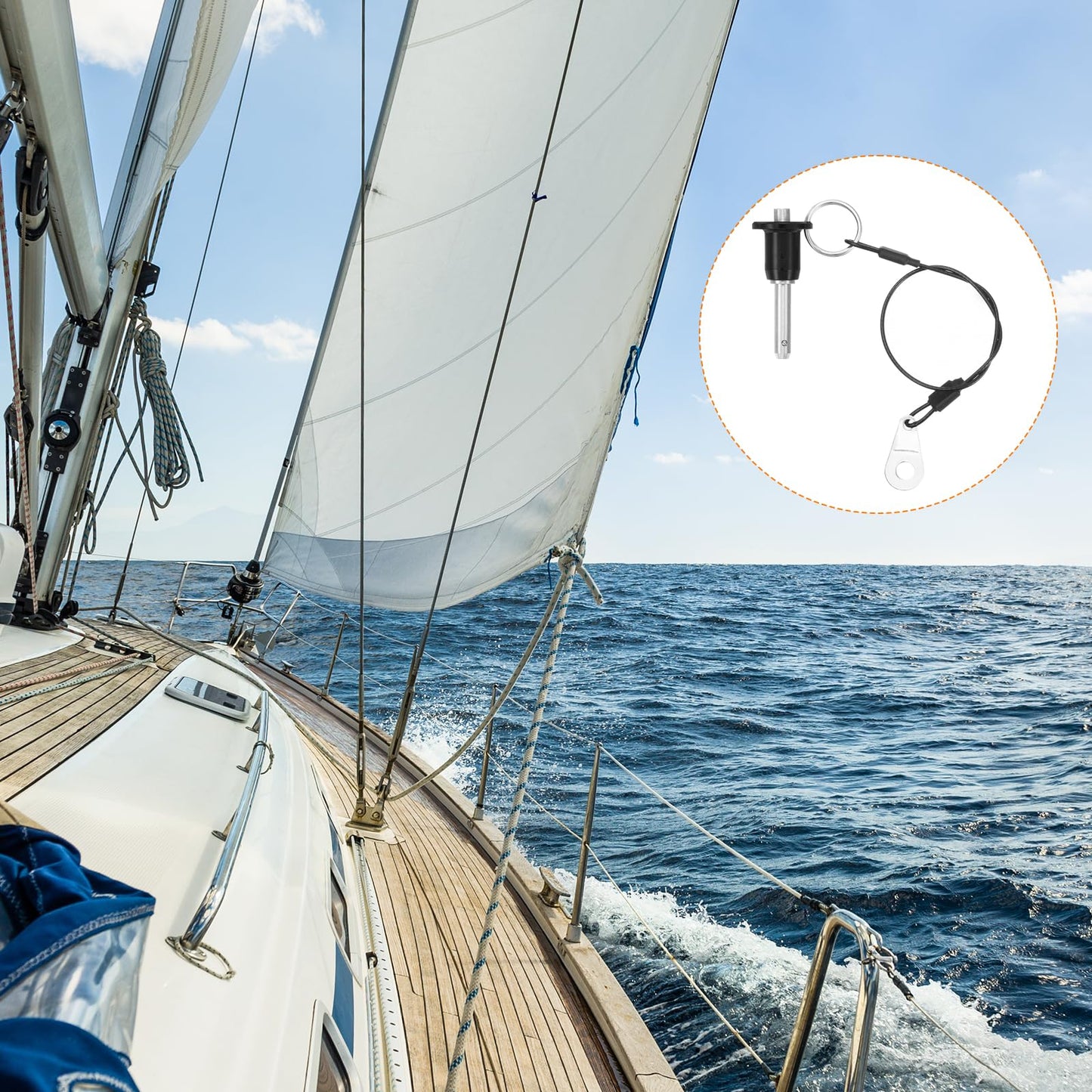 uxcell 2 Pcs Quick Release Pin, 1/4" x 1"(Dia. x L) Ball Locking Pin with Push Button 304 Stainless Steel Ring Handle Locking Pin with Wire for Audio Bimini Top Marine, Silver