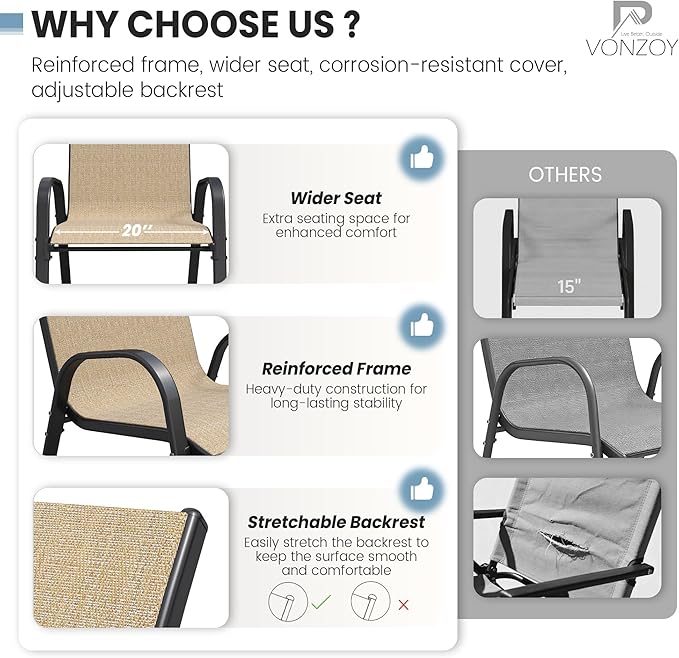 Patio Dining Chair Set of 6, Outdoor Stackable Dining Chairs High Back for All Weather, Patio Furniture for Backyard, Porch, Garden, Pool Deck (Brown)