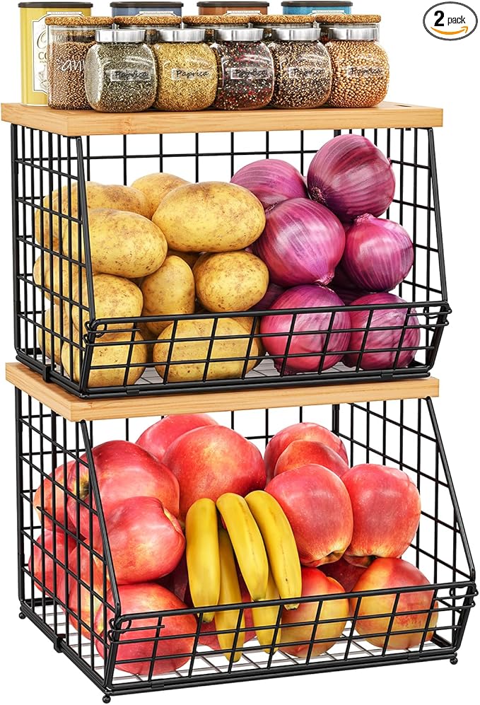 2 Set Stackable Wire Basket
