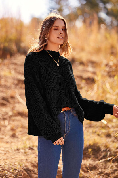 PRETTYGARDEN Women's Fall Oversized Pullover Sweaters Casual Crewneck Long Sleeve Chunky Cable Knit Tops Winter Clothing