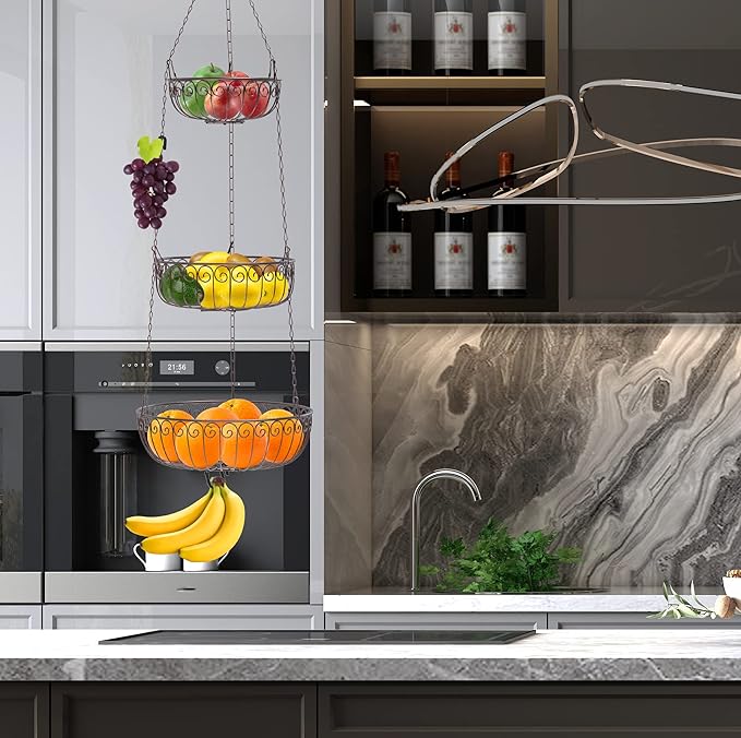 Simple Houseware 3-Tier Fruit Hanging Basket