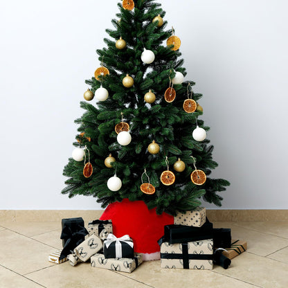 Teenyyou 3 Pcs Mini Christmas Tree Collar for 2-4 ft Mini Tree 17 Inch Diameter Base Small Red Velvet Plush Ring Skirt with White Faux Fur Stand Cover for Xmas Pencil Slim Trees Tabletop Home Decor
