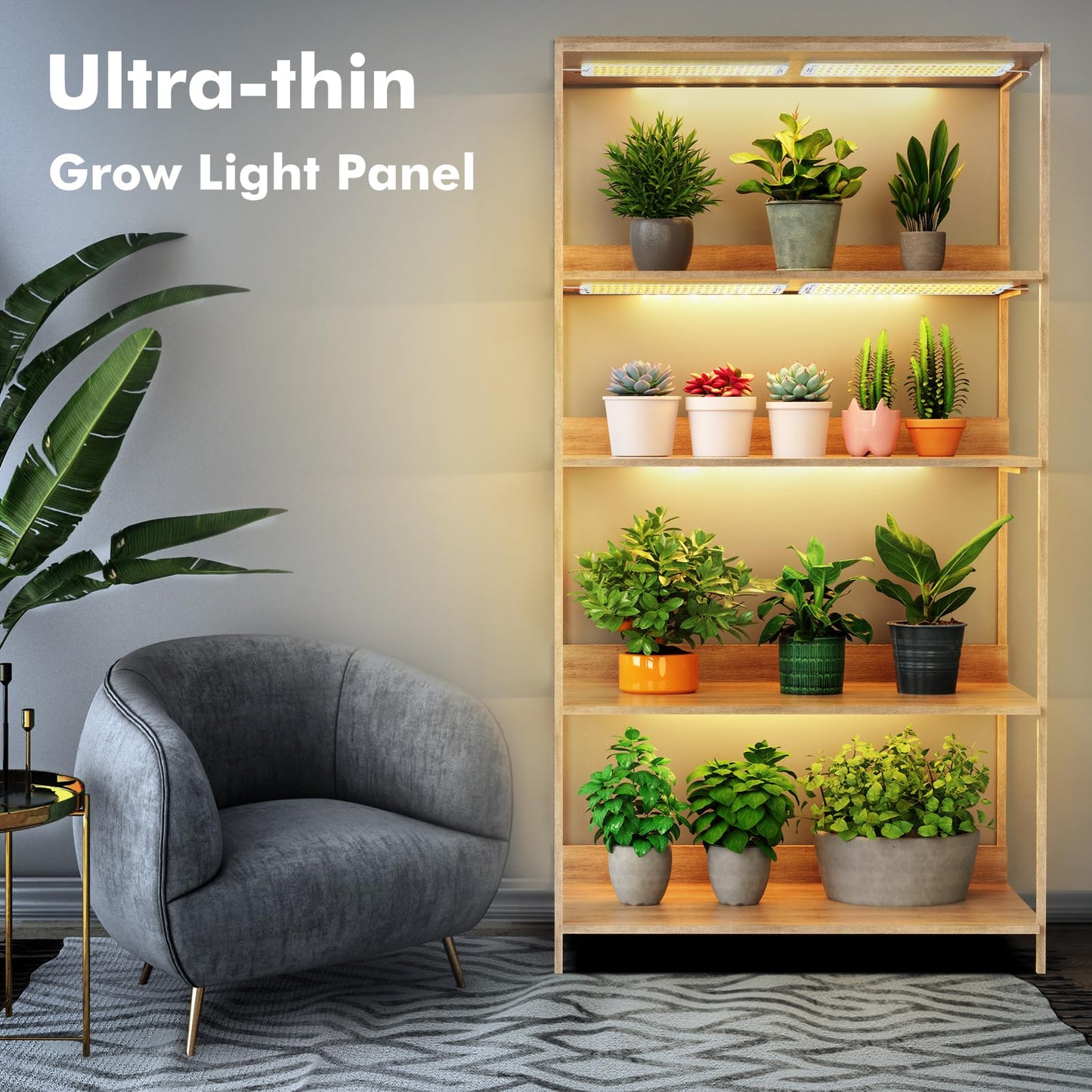 Grow Light, Full Spectrum Grow Lights for Under Cabinet Plant, Grow Lamp with 3/9/12H Auto On/Off Timer for Hydroponics, Seedlings, Succulents, Veg, Flowers, Succulents & More, 2-Pack ﻿