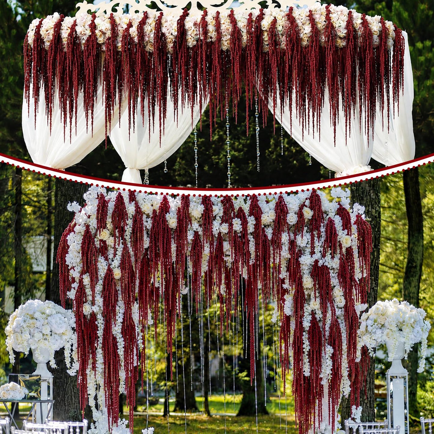 Suncalla 24 Pcs Brownish-red Spring Natural Dried Amaranthus Hanging Flowers Amaranthus Artificial Flowers for Wedding Arch Bouquet Floral Garland Wall Home Decoration (23 Inch)