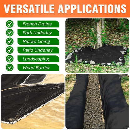 Fysatrix 8oz 4FTx110FT Non Woven Geotextile Fabric for French Drains, Landscaping, Underlayment, Weed Control, Construction, Erosion Control