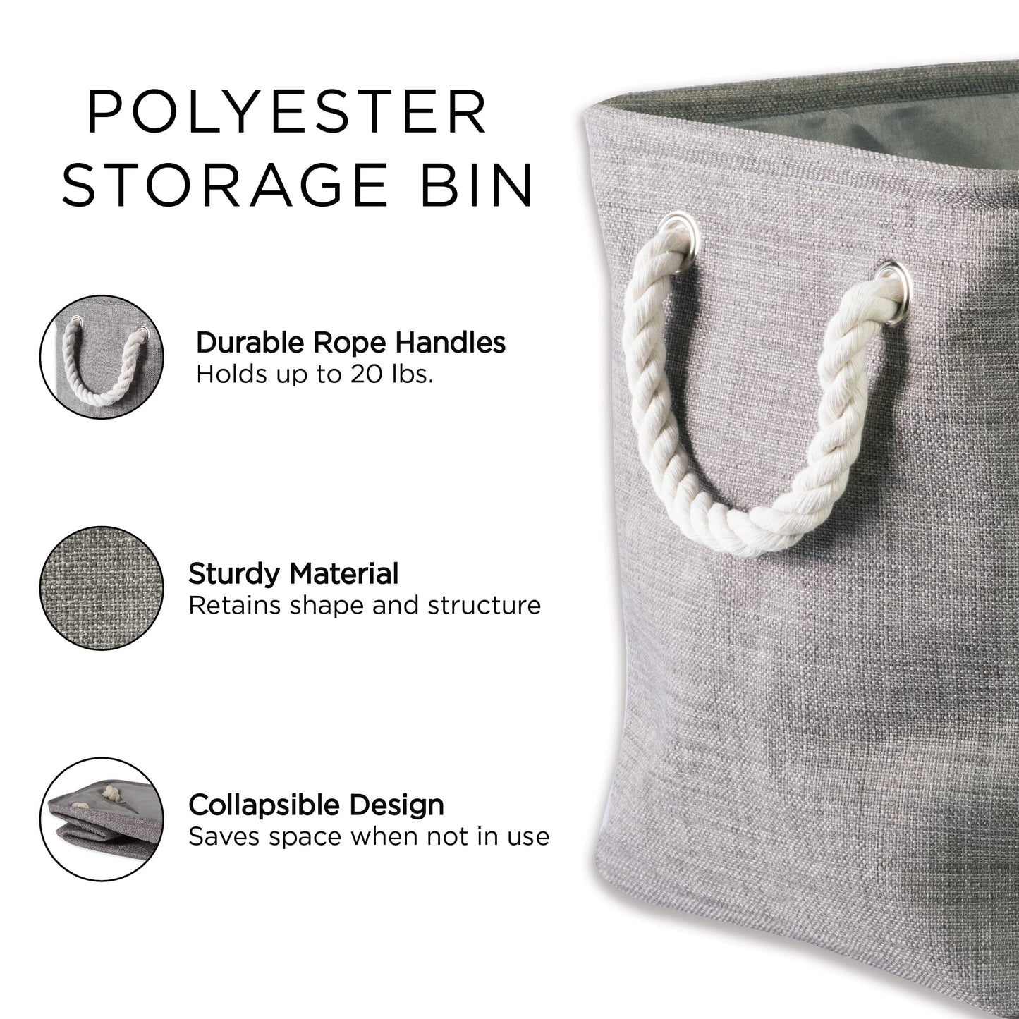 DII Buffalo Check Storage Collection Collapsible Bin with Handles, Medium Rectangle, 16x10x12, Navy & Off-White