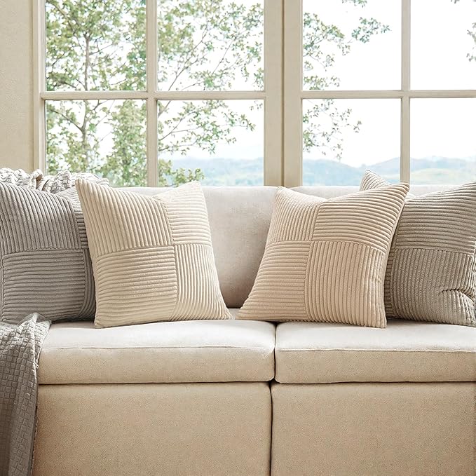 MIULEE Neutral Decorative Throw Pillow Covers 20x20 Inch Set of 4