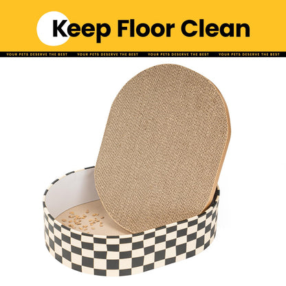 Conlun Cat Scratcher Box with 4 Cat Scratching Board Reversible Kitty Scratch Pad, Heavy Duty Corrugated Cardboard Scratchers for Indoor Kittens Bed Lounger Protects Furniture,Kittens Gifts-Large