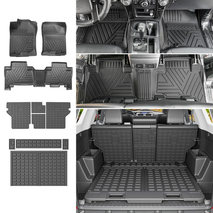 powoq Floor Mats Compatible with Toyota 4Runner Cargo Mat Backrest Mat TPE Replacement for 2013-2024 Toyota 4Runner Accessories (Fit W/Sliding Tray, Upgraded Trunk Mat+Backrest Mat+Floor Mats)