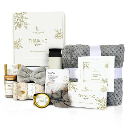 Self Care Gifts for Women 11 Piece, Womens Get Well Gifts for Mom Girlfriend Wife Daughter, Women’s Spa Gifts Baskets With Bath Salts, Oatmeal Soap, Blanket, Encouraging Inspirational Gift Basket, Whi