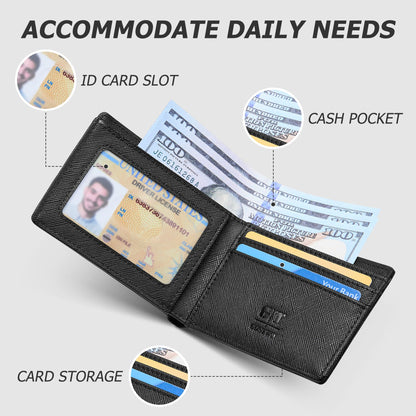 Gostwo Slim Wallet for Men Minimalist Leather ID Window Front Pocket Bifold Wallet