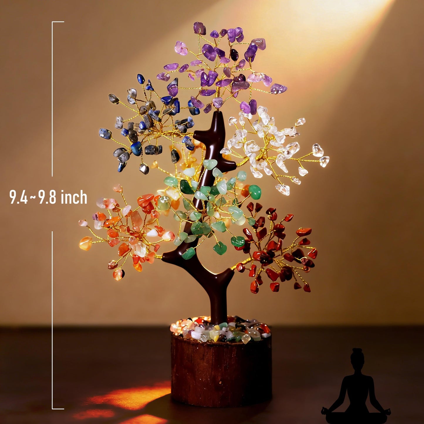 Crystal Tree of Life 7 Chakra Healing Crystals Trees for Home Decor, Office Desk Decor Artificial Bonsai Tree for Positive Energy, Money, Good Luck Birthday Gifts for Women, Mom