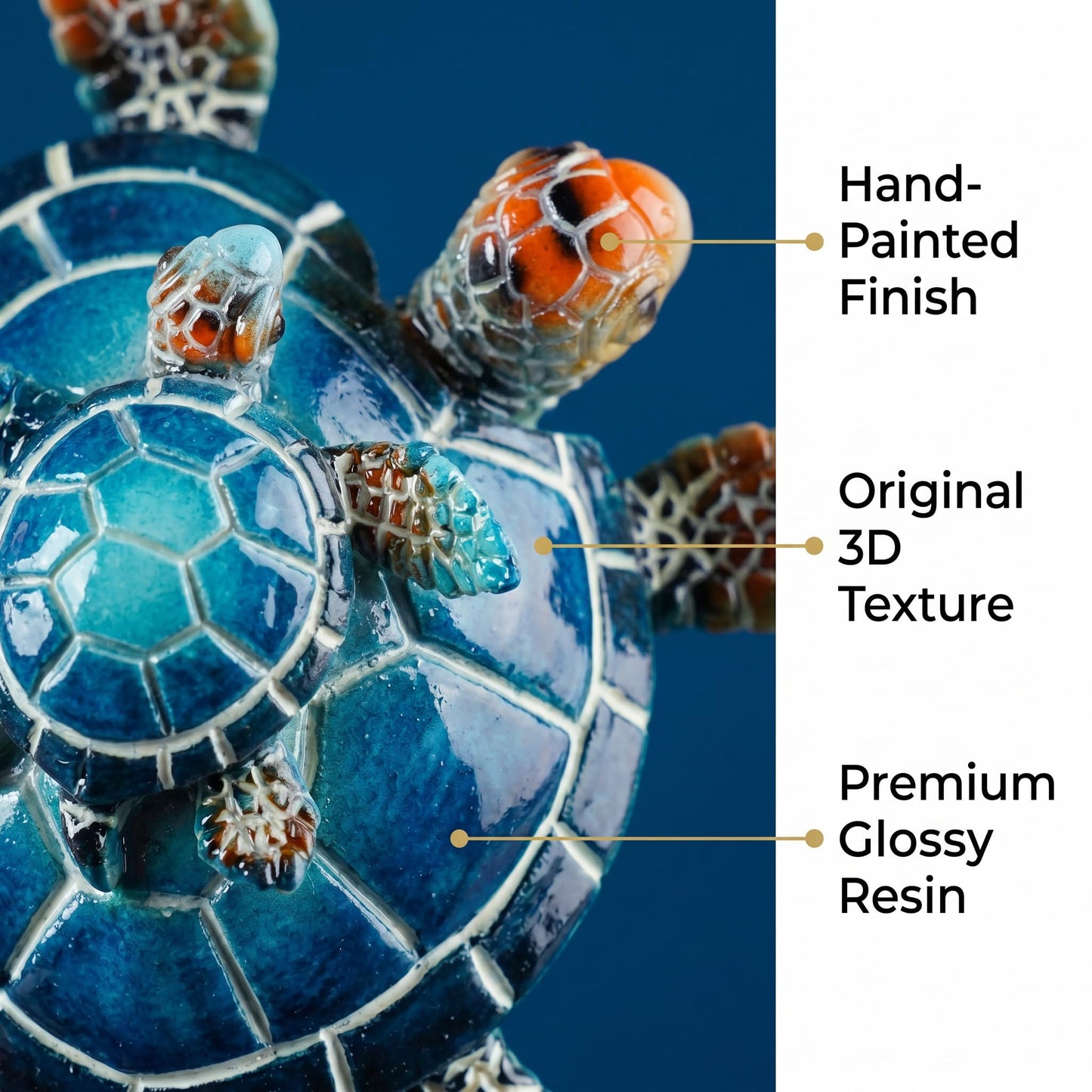 Brizoria Sea Turtle Ocean Decor Coastal Resin Figurines Blue Beach Themed Room Decor Textured Shell and Flippers for Shelf Tabletop Bathroom Bedroom Office, Blue