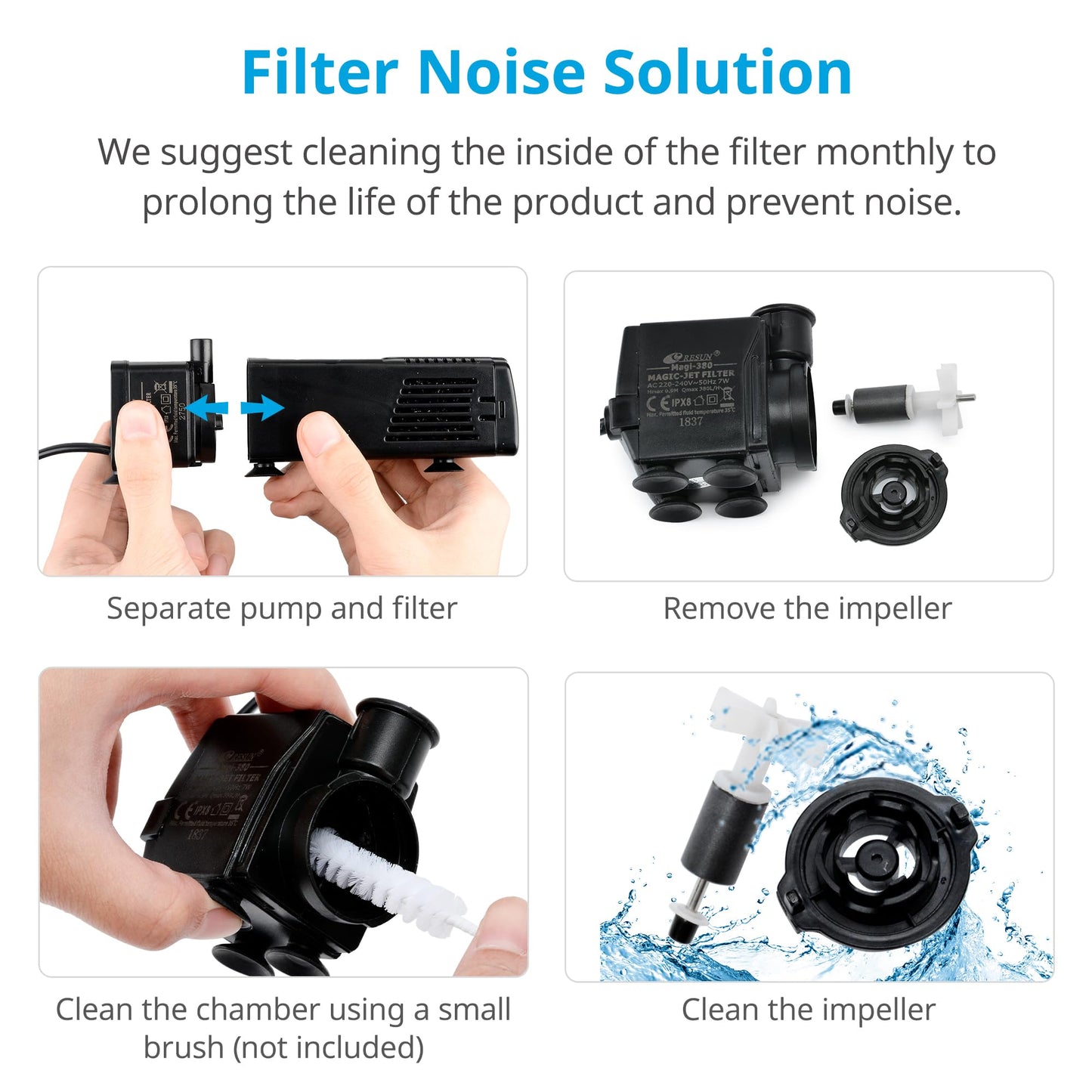 NICREW Fish Tank Filter, Internal Aquarium Filter for Small Tank, Coldwater or Tropical Aquariums, Up to 20L Black