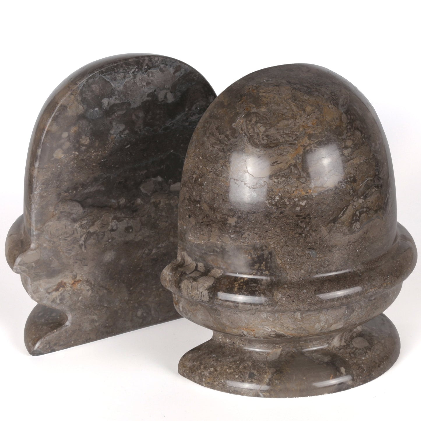 Creative Home Dome-Shaped Solid Marble Bookends – Heavy-Duty Book Ends for Shelves, Home Décor, Office and Classical Interiors, Modern Charcoal Marble Living Room Décor, Set of 2