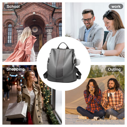 Miss Lulu Women Backpack Leisure Ladies Rucksack Water-Resistant Nylon School Bags Anti-Theft Daypack Shoulder Bag (grey)