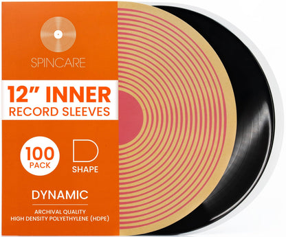 100x 12 Inch Anti Static Inner Vinyl Record Sleeves | Dynamic Rounded Edge Plastic LP Sleeve | Replace Cardboard PVC & Paper Sleeves | Premium 50 Micron HDPE - Won't Bunch Or Collapse