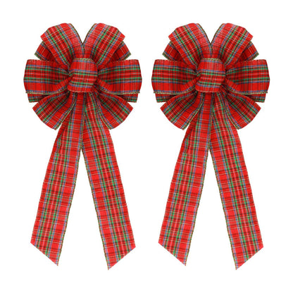 Meseey 2 Pcs 16 x 8 Inch Large Christmas Red and Green Bows Gold Wreaths Bow for Gift Wrapping Tree Topper Front Door Home Decorations