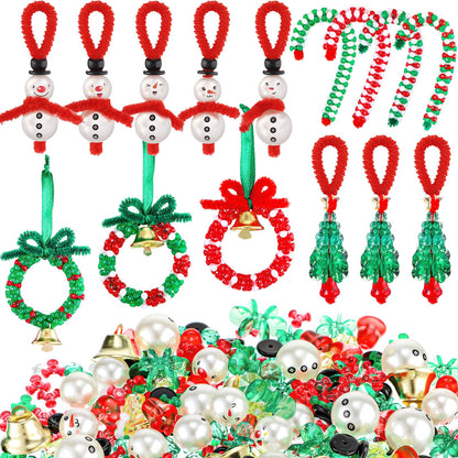 Yuxung 120 Sets Christmas Crafts for Adults Beaded Ornament Kit Including 30 Snowmen 30 Christmas Trees 30 Wreaths 30 Candy Canes for Xmas Tree Christmas Party DIY Decorations (Assembly Needed)