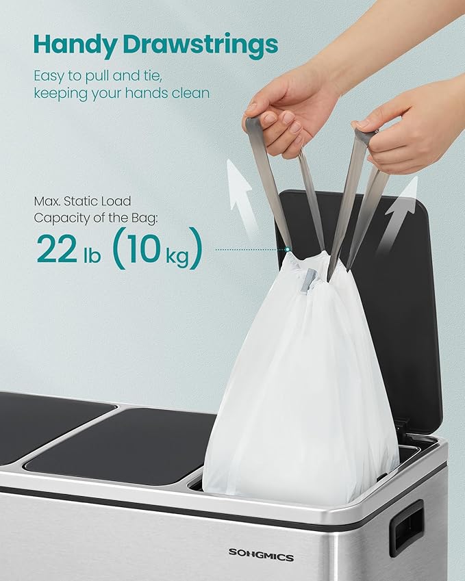 SONGMICS Trash Bags for 8-Gallon Trash Cans, Drawstring Kitchen Garbage Bags