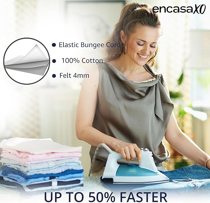 Encasa XO Ironing Board Cover and Pad 42"x14" - 4mm Felt Medium Iron Board