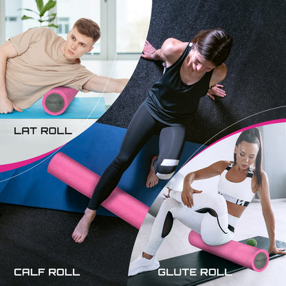 Yes4All Medium Firm Foam Rollers for Yoga & Pilates, Available in 12, 18, 24, 36 inch, Two-Layer PE Yoga Roller for Massage