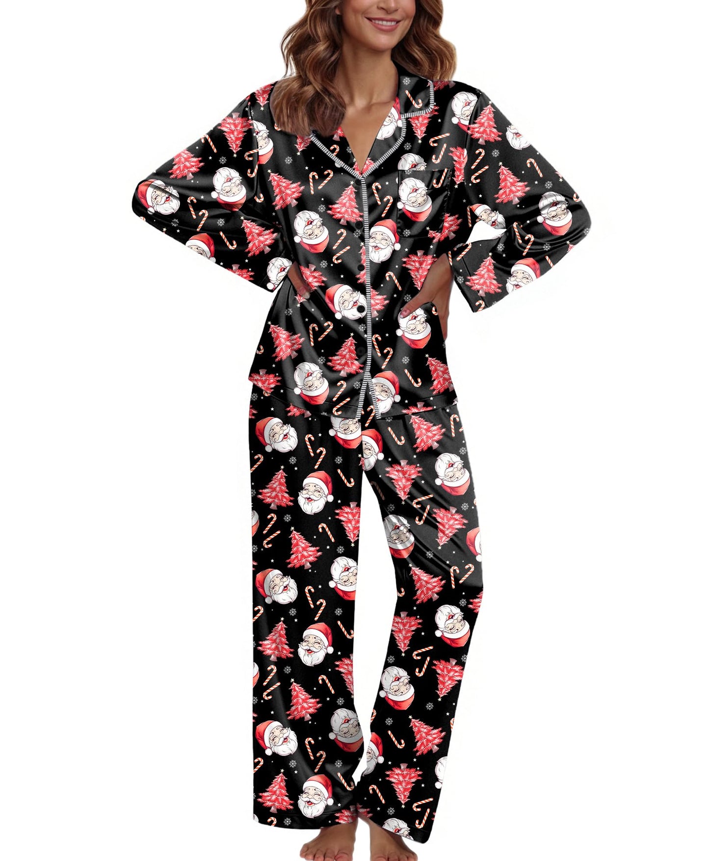 Ekouaer Pajamas For Women Set Silk Pjs 2 Piece Satin Sleepwear Long Sleeve Button Down Lounge Sets With Pant