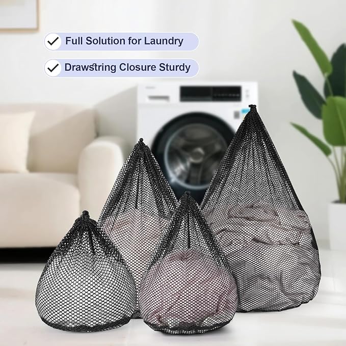 4Pcs Mesh Laundry Bags Washing Machine Mesh Wash Bags Jumbo