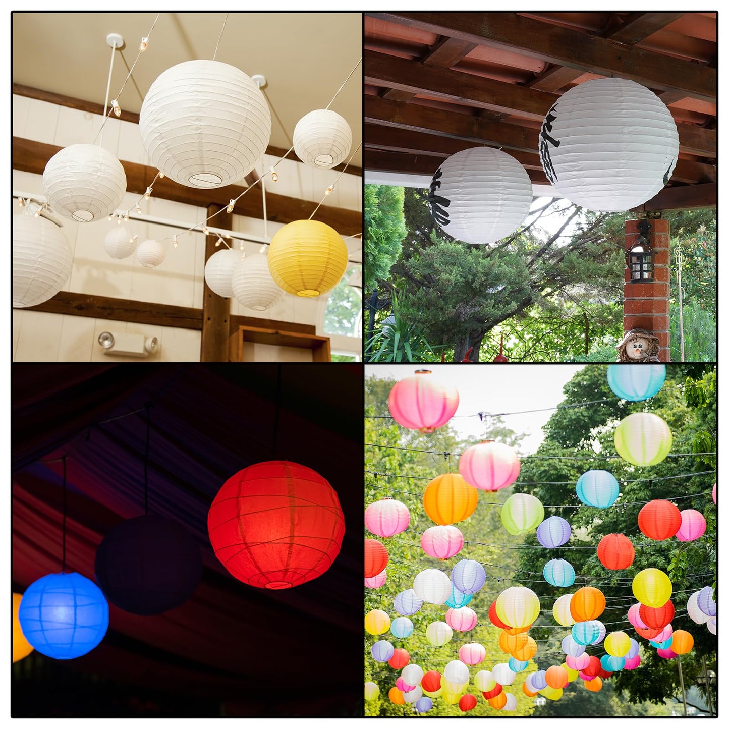 PATIKIL 10" Paper Lanterns, 5 Pcs Round Hanging Chinese/Japanese Lantern Decoration for Home Birthday Party Wedding Christmas Classroom Decor, Dark Red