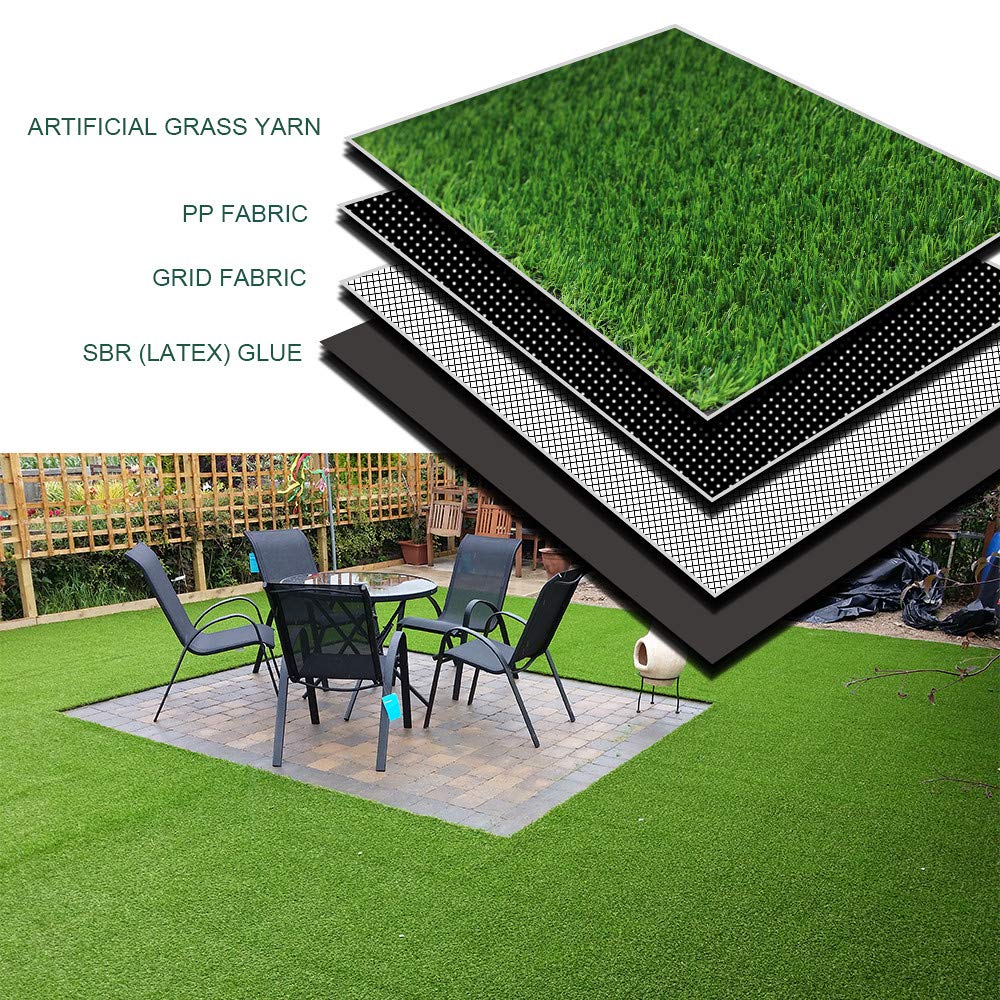 WarmShe 0.7inch Realistic Artificial Grass Turf Synthetic Faux Astroturf Rug 8FTX10FT for Pet Indoor Outdoor Carpet Balcony Garden Lawn Mat with Drainage Holes